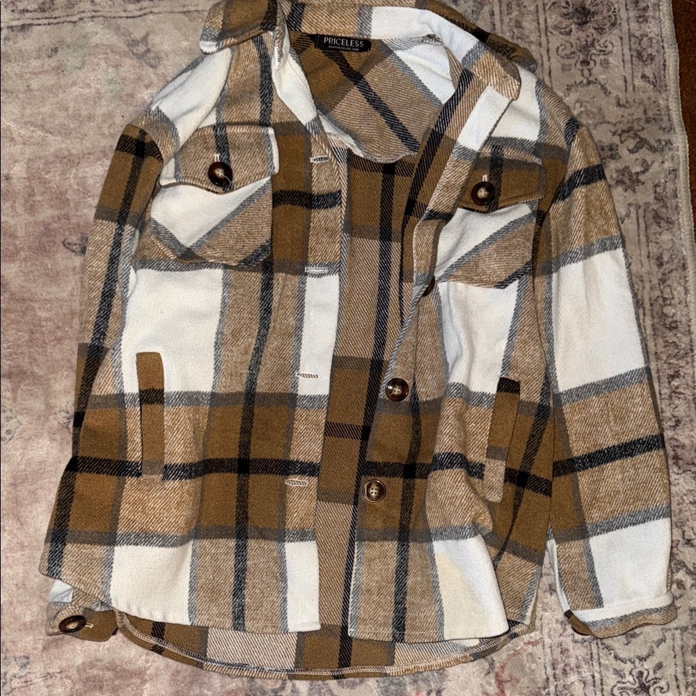 Brown and Cream Plaid Jacket